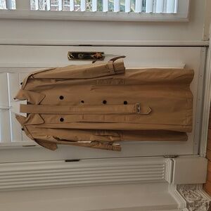 Burberry Long Gabardine Trench Coat Flax US14